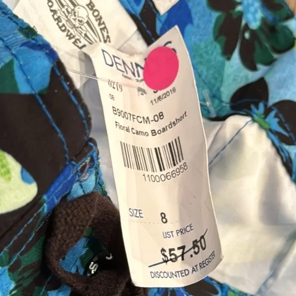 Just Bones Boardwear Boys Printed Swim Trunks Size 8